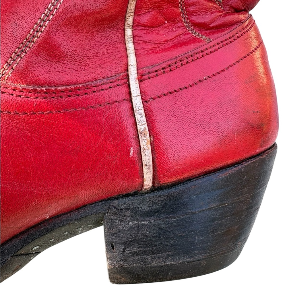 Ralph Lauren Polo Western Cowboy Boots Vintage 1980s  Red Leather Flower Inlay - Picture 16 of 16